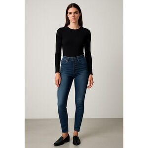 AO LA Alice Olivia LA Women High Rise Distressed Button Fly Ankle Slit Jeans 26